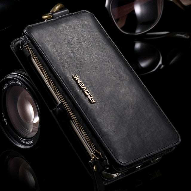FLOVEME Note 3 4 5 Retro Wallet Leather Case For Samsung Galaxy S6 edge Plus S7 for iPhone XS XR MAX 5s SE 6 6s 7 8 Plus Cover
