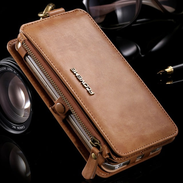 FLOVEME Note 3 4 5 Retro Wallet Leather Case For Samsung Galaxy S6 edge Plus S7 for iPhone XS XR MAX 5s SE 6 6s 7 8 Plus Cover