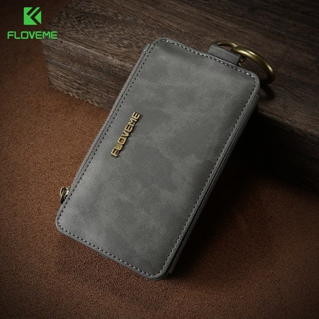 FLOVEME Note 3 4 5 Retro Wallet Leather Case For Samsung Galaxy S6 edge Plus S7 for iPhone XS XR MAX 5s SE 6 6s 7 8 Plus Cover