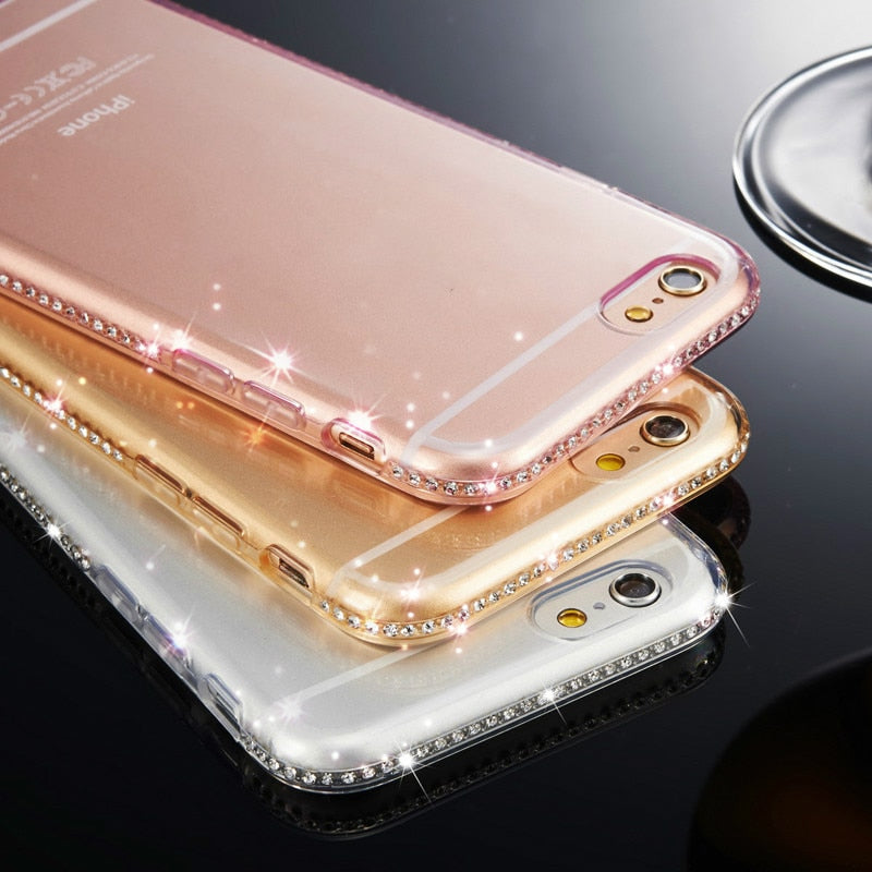 For Huawei P8 P9 P20 Lite Plus Case Silicone Clear Diamond Soft TPU Phone Cases for Huawei P20 Pro P8 P9 Rhinestone Cover
