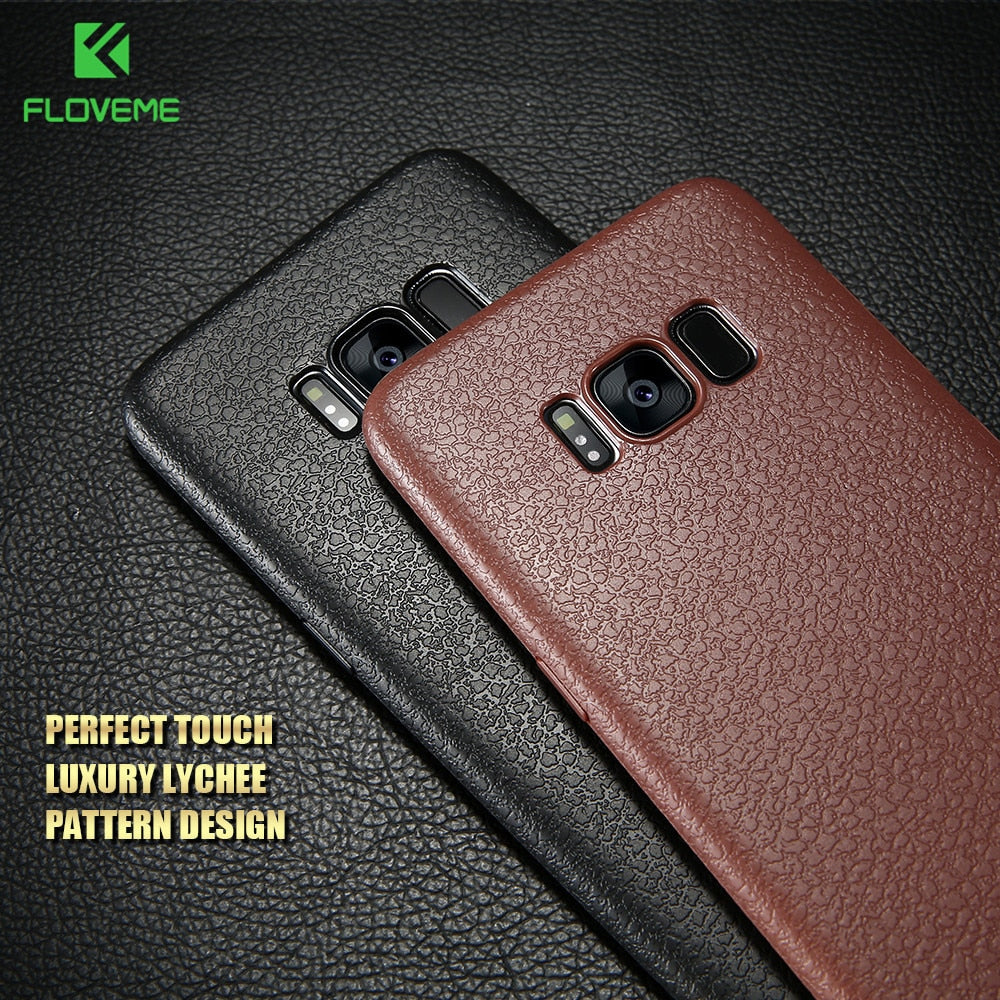 FLOVEME Ultra Thin Leather Skin Case For Samsung S8 S9 Plus Note 9 Business Case For Samsung Galaxy S8 S9 Plus Back Protector