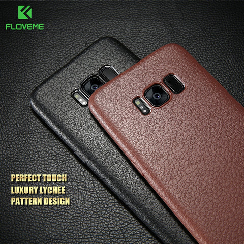 FLOVEME Ultra Thin Leather Skin Case For Samsung S8 S9 Plus Note 9 Business Case For Samsung Galaxy S8 S9 Plus Back Protector