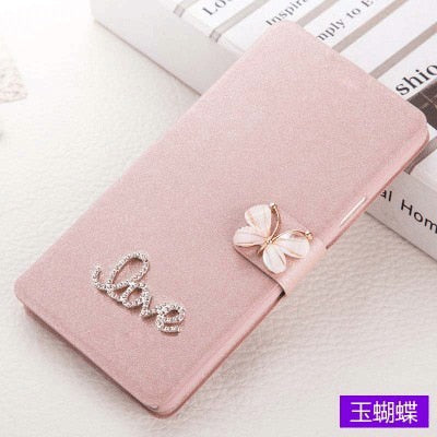 Luxury Flip Case For Samsung Galaxy J3 2017 J330 J330F J 3 J300 2016 J320F Prime J3pro Phone Bag Cover With LOVE & Rose Diamond