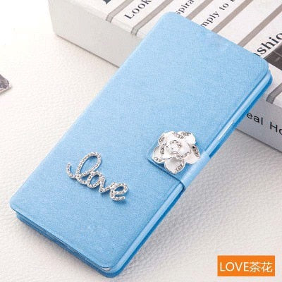 Luxury Flip Case For Samsung Galaxy J3 2017 J330 J330F J 3 J300 2016 J320F Prime J3pro Phone Bag Cover With LOVE & Rose Diamond