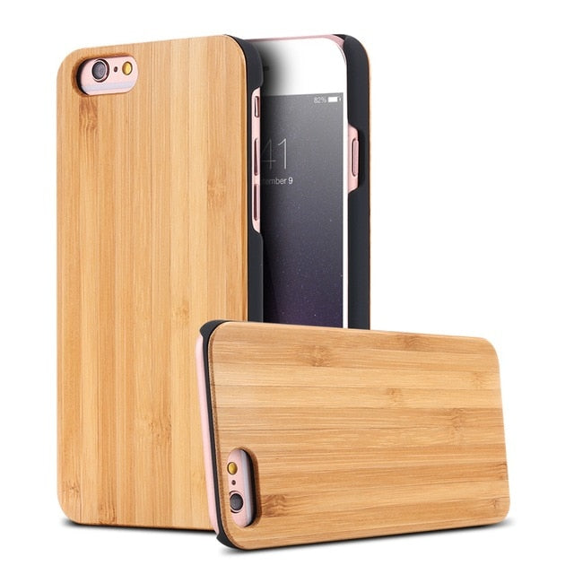 KISSCASE 100% Real Wood Case For iPhone 8 7 6 6S X XS Max XR 5S Genuine Original Bamboo Cover For Samsung S8 S9 Plus S6 S7 Edge