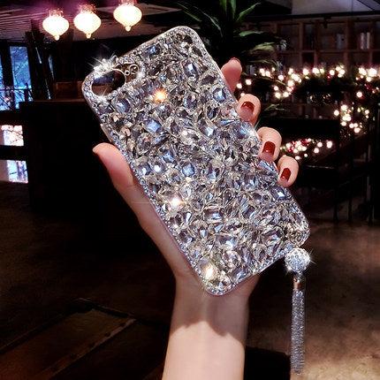 XSMYiss Bling Jewelled Rhinestone Crystal Diamond Soft Back Pendant Phone Case Cover For iPhone X 6s 7 8 Plus 5 SE XR Xs Max