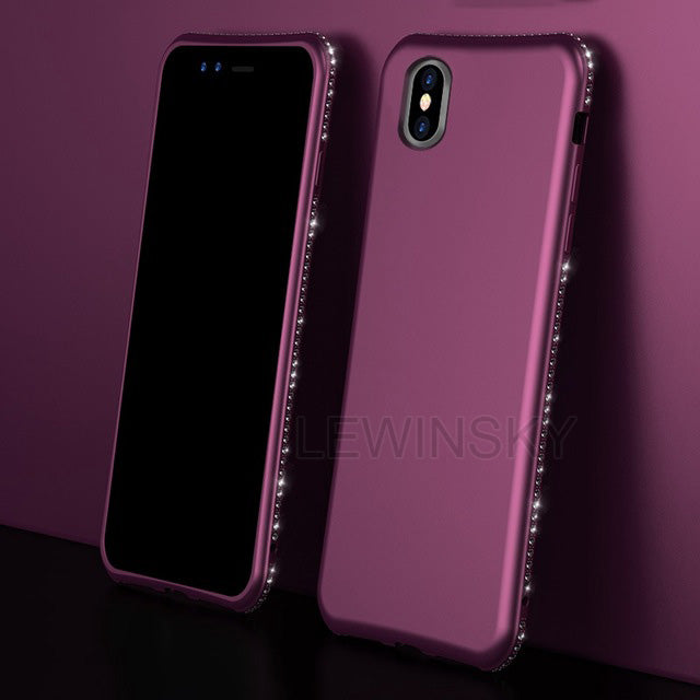 Phone Cases For iPhone Xs Max X Xr 7 6 8 6S Plus 5 5s SE Case Glitter Soft Silicone Candy Color Diamond Bling Phone Case Cover