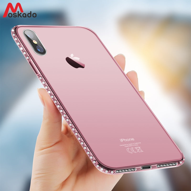 Moskado Phone Case For iPhone 7 X XR XS MAX 8 6 6s Plus 5 SE Fashion Bling Diamond Transparent Crystal Soft TPU Back Cover Cases