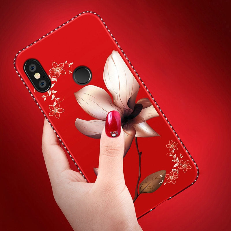 Luxury Diamond phone Case on for Xiaomi 8 pocophone F1 5X A1 6X A2 Silicone Floral Cover for Redmi 4X Note 4 5 5A 6A 5 Plus Case