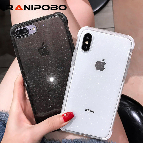 Shining Glitter Powder diamond Phone Case For iPhone X XR XS Max 8 7 Plus 6 6SPlus Transparent Soft Shockproof Back Cover