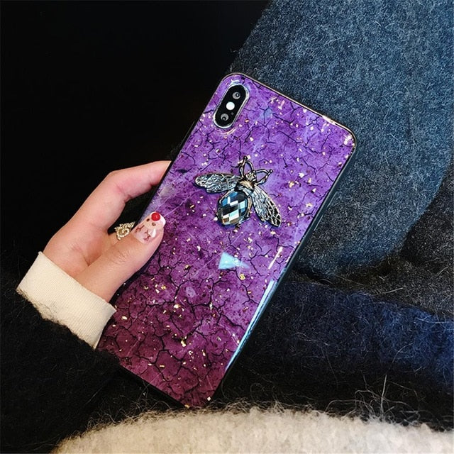Green emerald marble pattern diamond bracket shiny silicone cover case for Samsung Galaxy S7 edge S8 S9 plus Note 8 9 phone case
