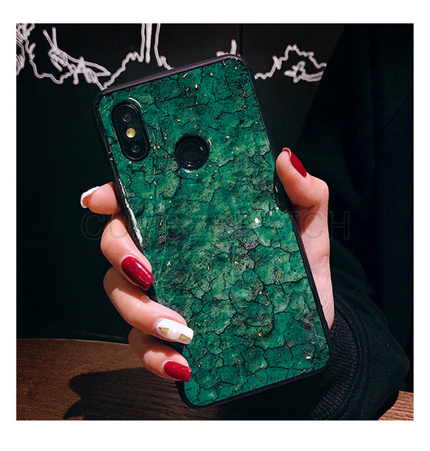 Green emerald marble pattern diamond bracket shiny silicone cover case for Samsung Galaxy S7 edge S8 S9 plus Note 8 9 phone case