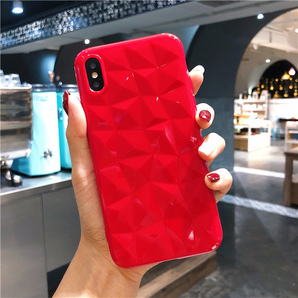 KIvaKI Candy Color Diamond Texture Soft Case For iPhone 6 6s 7 8 Plus X XR XS Max Ultra-thin Cover Geometric Rhombus Phone Cover