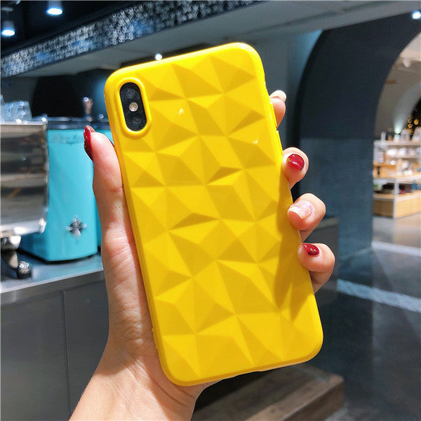 KIvaKI Candy Color Diamond Texture Soft Case For iPhone 6 6s 7 8 Plus X XR XS Max Ultra-thin Cover Geometric Rhombus Phone Cover