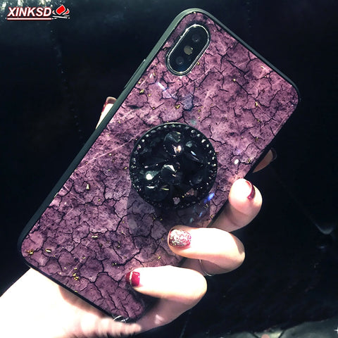 Luxury Diamond Marble Glitter silicone phone case for Huawei P20 lite Mate 20 pro P10 plus holder ring Cover On Honor 8X 7C 10 9