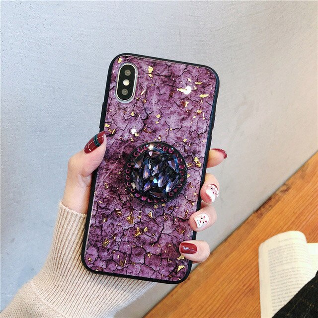 Luxury Diamond Marble Glitter silicone phone case for Huawei P20 lite Mate 20 pro P10 plus holder ring Cover On Honor 8X 7C 10 9
