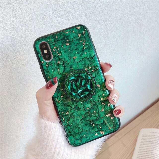 Luxury Diamond Marble Glitter silicone phone case for Huawei P20 lite Mate 20 pro P10 plus holder ring Cover On Honor 8X 7C 10 9
