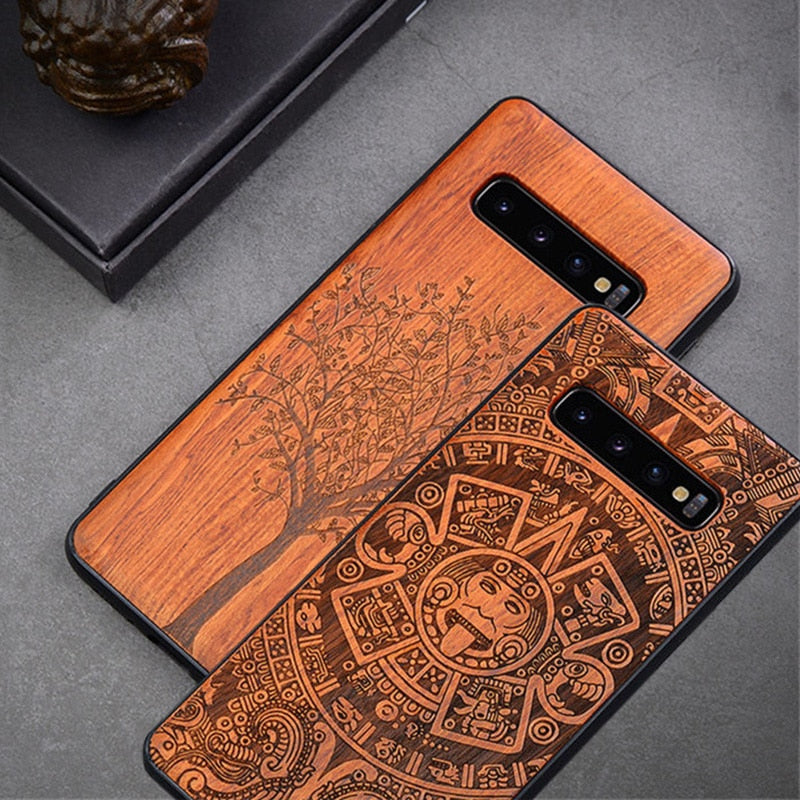 2019 New For Samsung Galaxy S10 Case Slim Wood Back Cover TPU Bumper Case On For Samsung S10 Samsung s10 plus Phone Cases