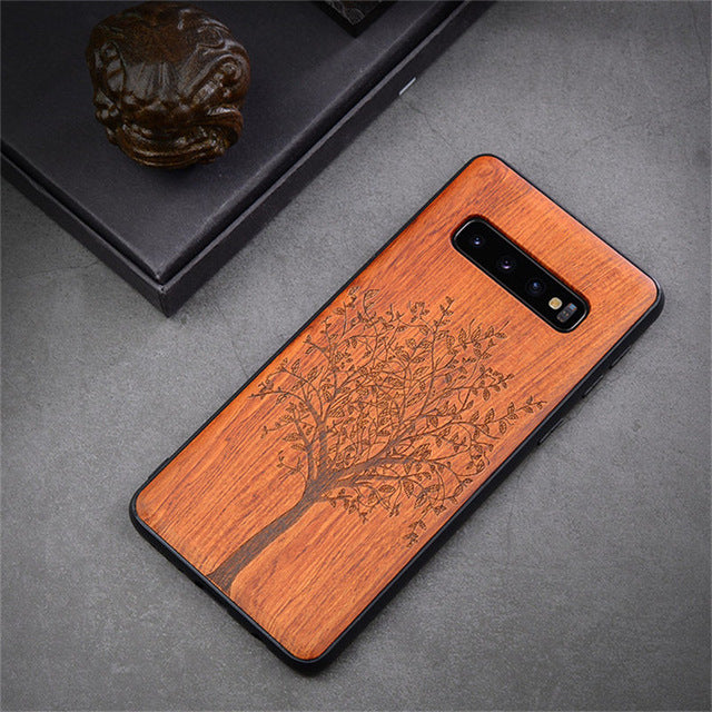 2019 New For Samsung Galaxy S10 Case Slim Wood Back Cover TPU Bumper Case On For Samsung S10 Samsung s10 plus Phone Cases