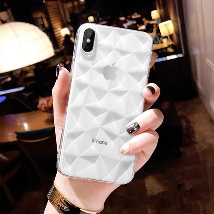 3D Diamond Texture Case For iPhone 6 6s 7 8 Plus X XR XS max Soft Phone Cover for iPhone 7 Transparent Case Ultra Thin Coque