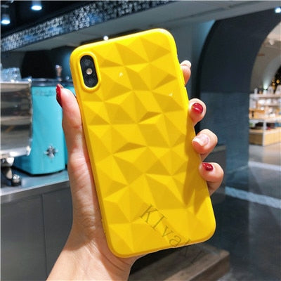 3D Diamond Texture Case For iPhone 6 6s 7 8 Plus X XR XS max Soft Phone Cover for iPhone 7 Transparent Case Ultra Thin Coque